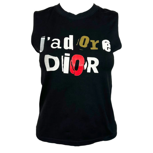 Christian Dior Black Patchwork Letter Tank Top