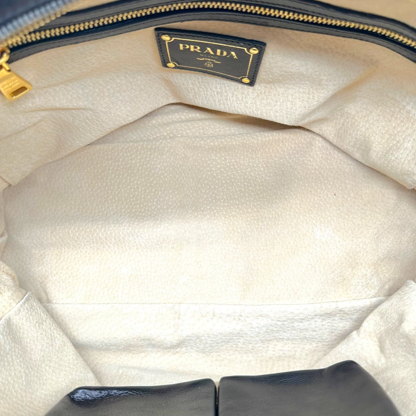 Prada Black Leather Studded 2-Way Bowler Bag