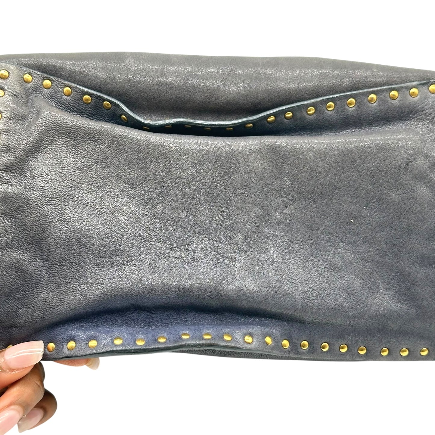 Miu Miu Gray & Brown Studded Leather Hobo Bag