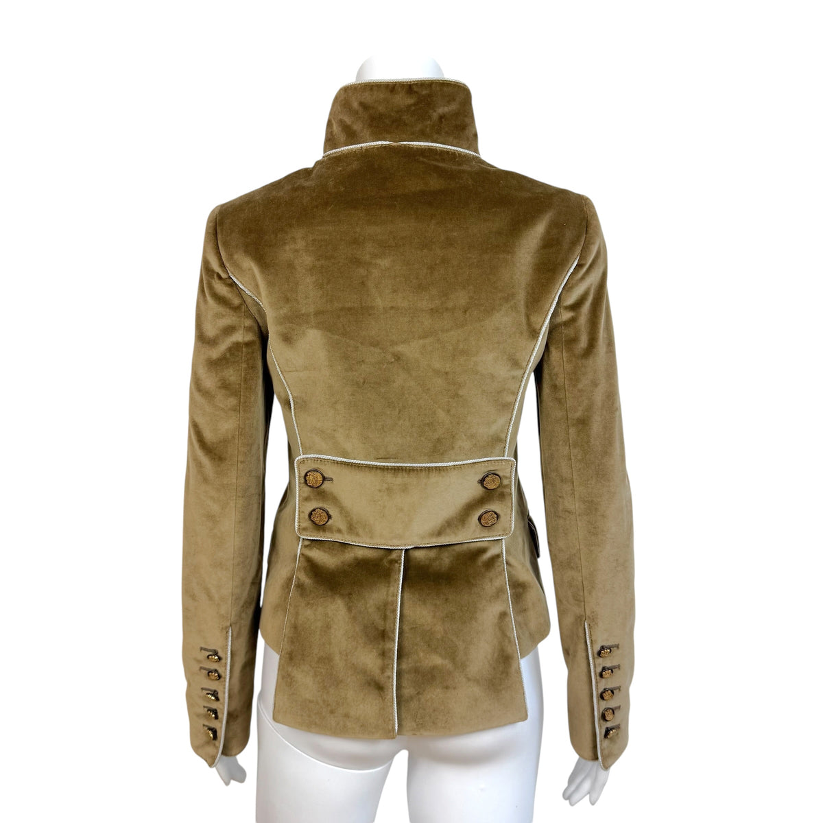 Dolce & Gabbana Khaki Velvet Napoleon Button Front Jacket