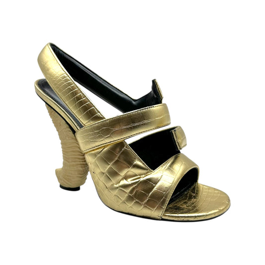 Givenchy Gold Croc Embossed Horn Heels