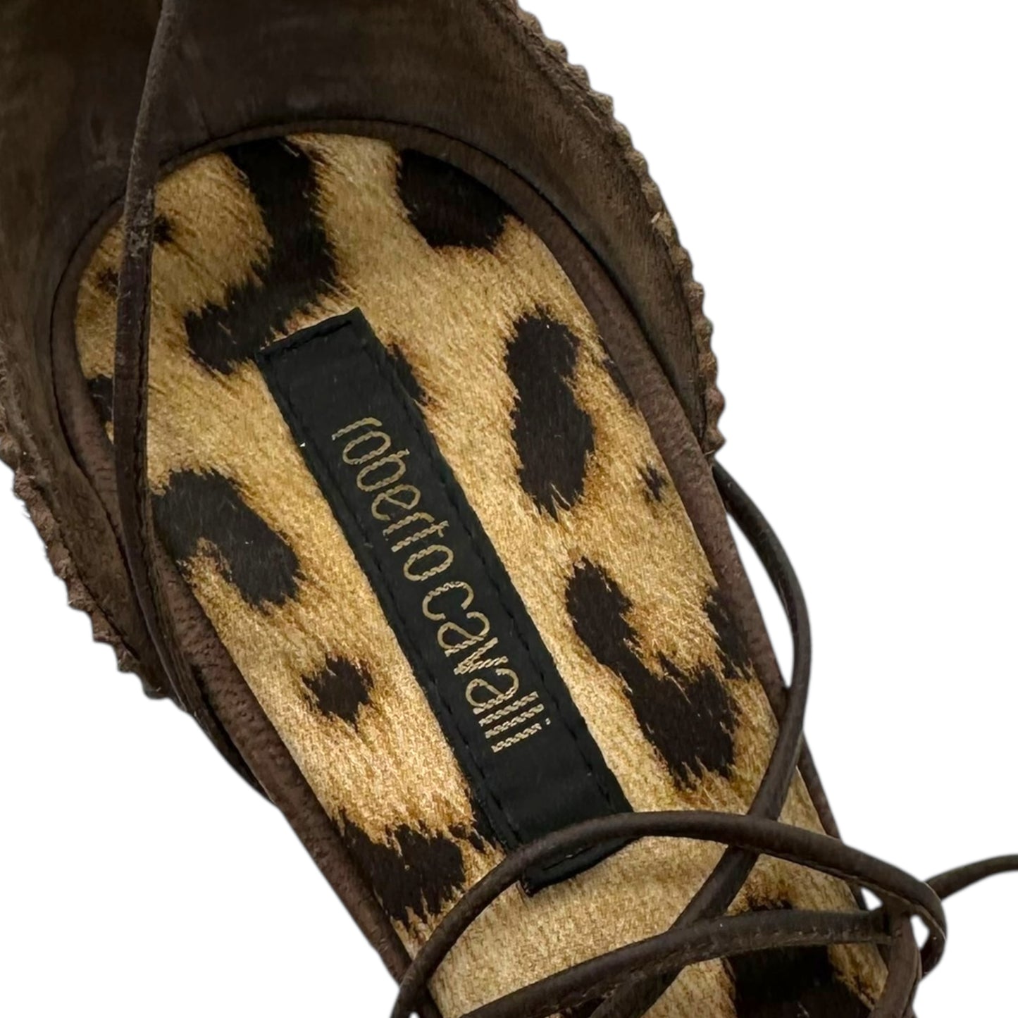 Roberto Cavalli Dark Green Ponyhair Wrap Heels - Outfit Repeater