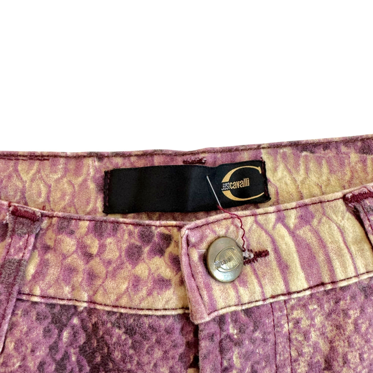 Roberto Cavalli Purple Snakeskin Print Jeans