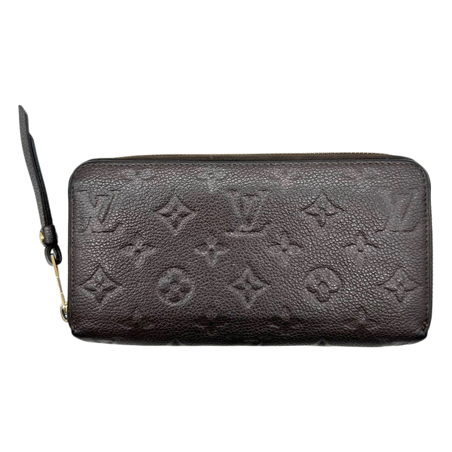 Louis Vuitton Brown Leather Embossed Monogram Zip Long Wallet