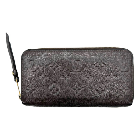 Louis Vuitton Brown Leather Embossed Monogram Zip Long Wallet