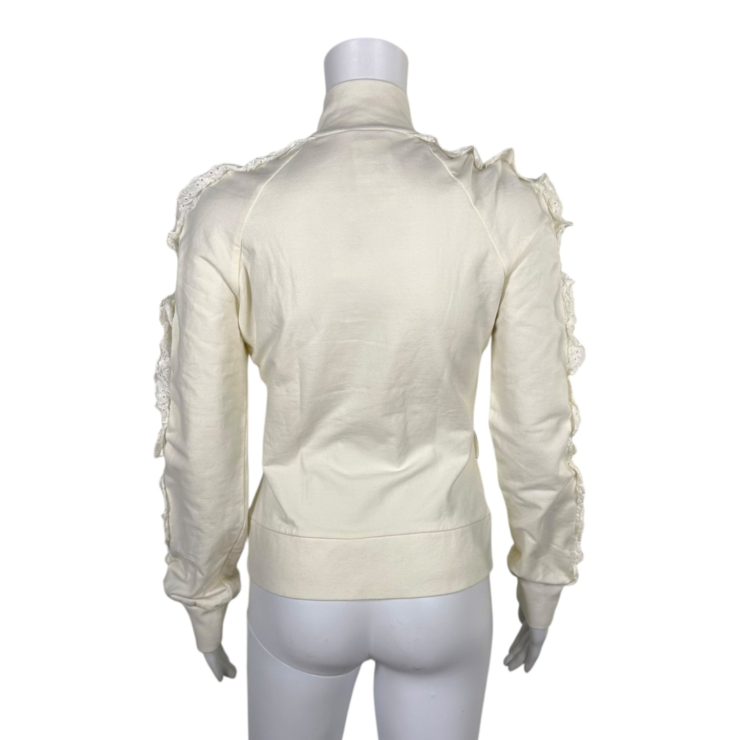D&G Dolce & Gabbana White Scalloped Eyelet Trim Sweatshirt
