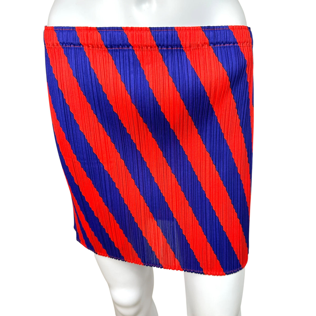 Issey Miyake Pleats Please Purple Red Striped Mini Skirt