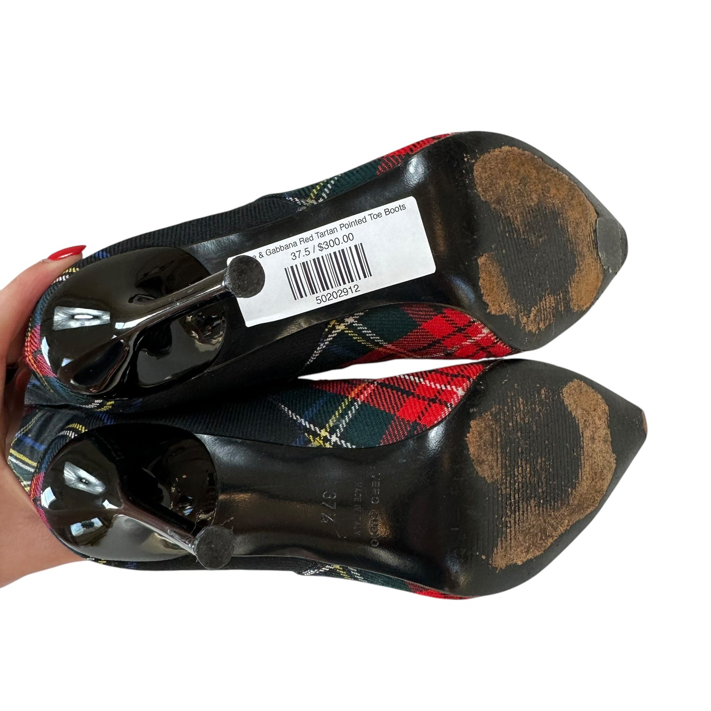 Dolce & Gabbana Red Tartan Pointed Toe Boots - Outfit Repeater