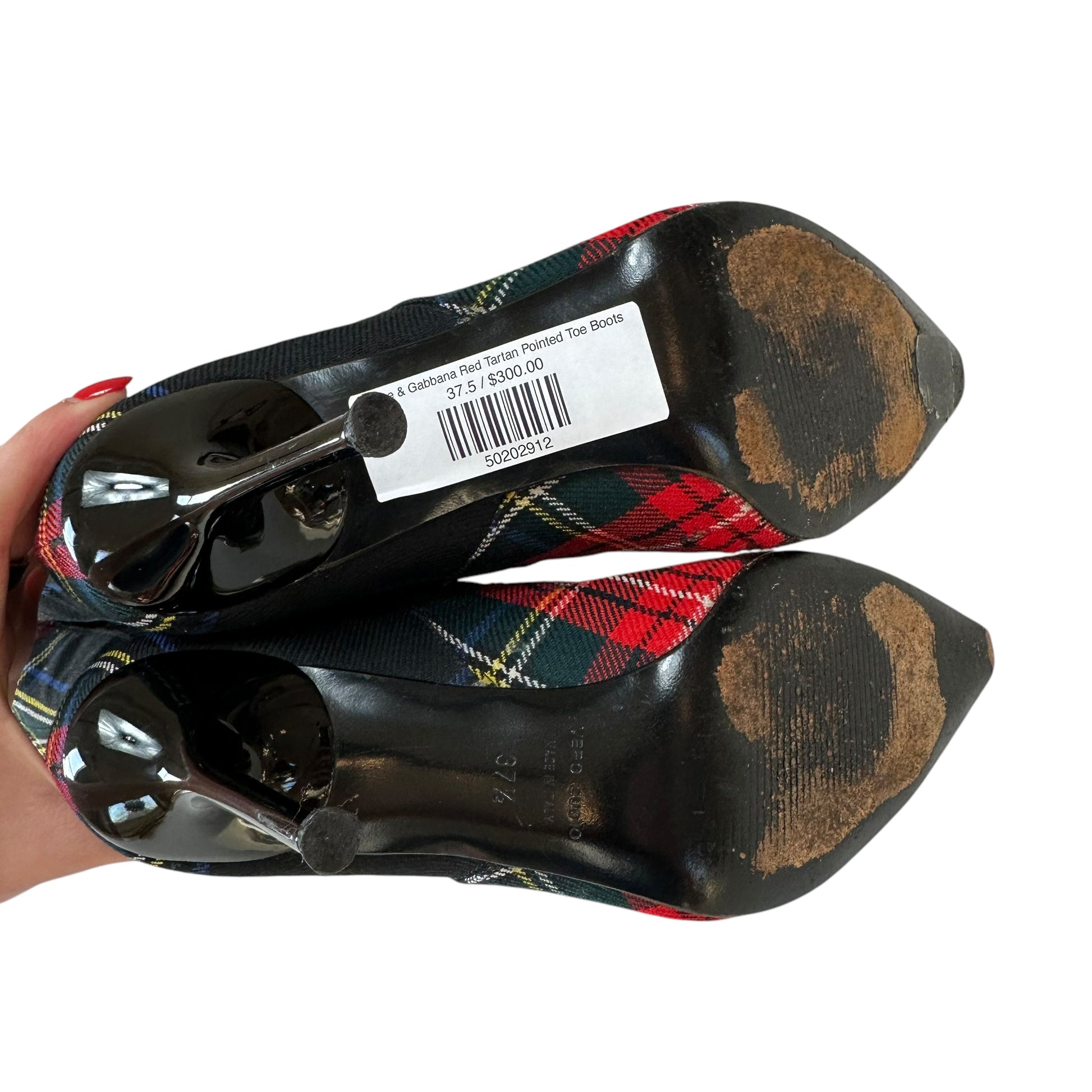 Dolce & Gabbana Red Tartan Pointed Toe Boots - Outfit Repeater