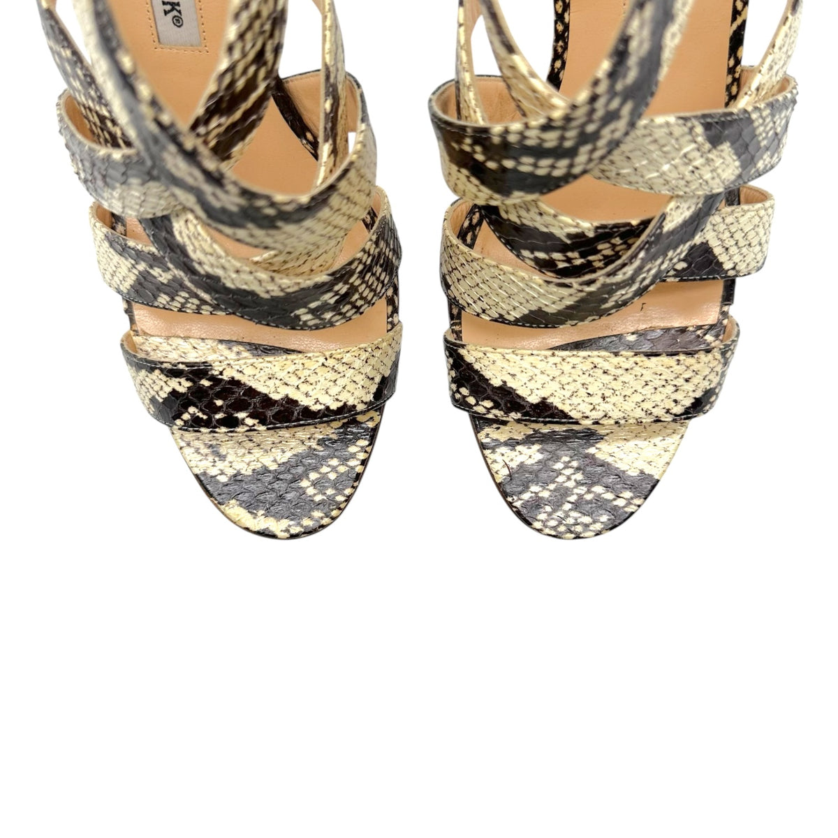 Manolo Blahnik Black & Ivory Python Strappy Heeled Pumps