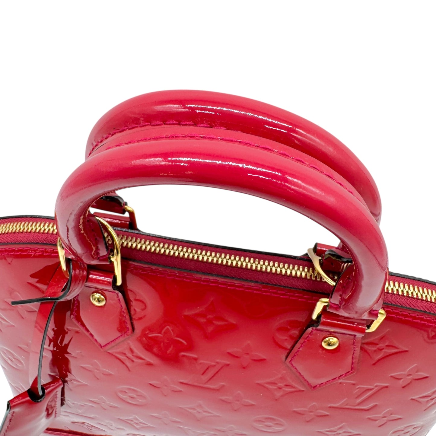 Louis Vuitton Red Veris Patent Monogram Alma PM Bag - Outfit Repeater