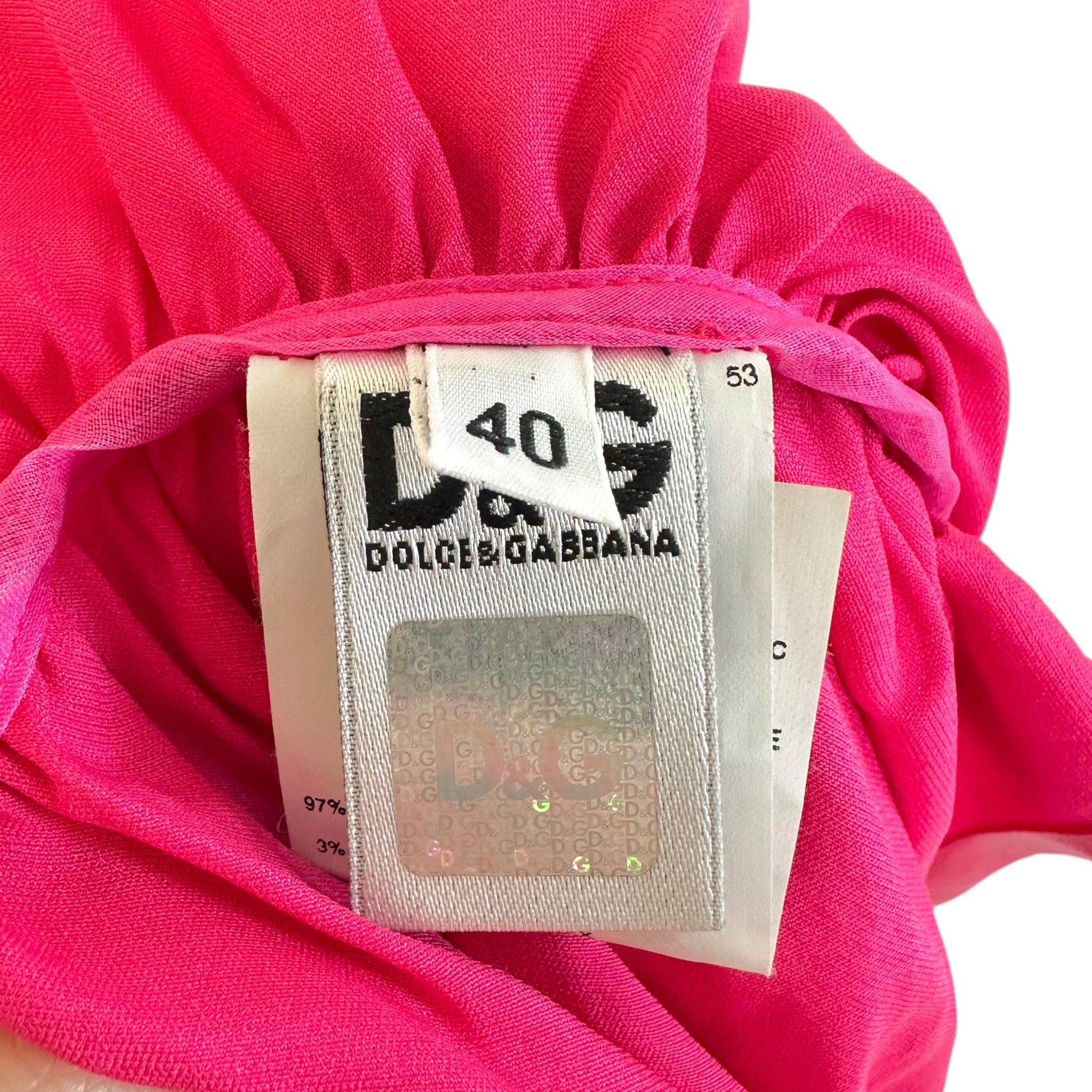 D&G Bustier Top Hot Pink Strapless Fitted Early 2000s