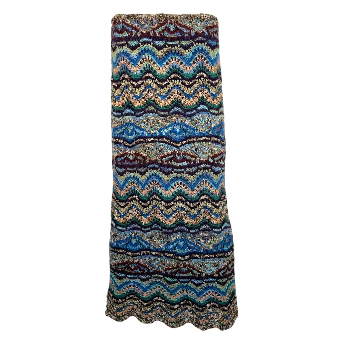 Missoni Blue Thick Chevron Knit Maxi Skirt