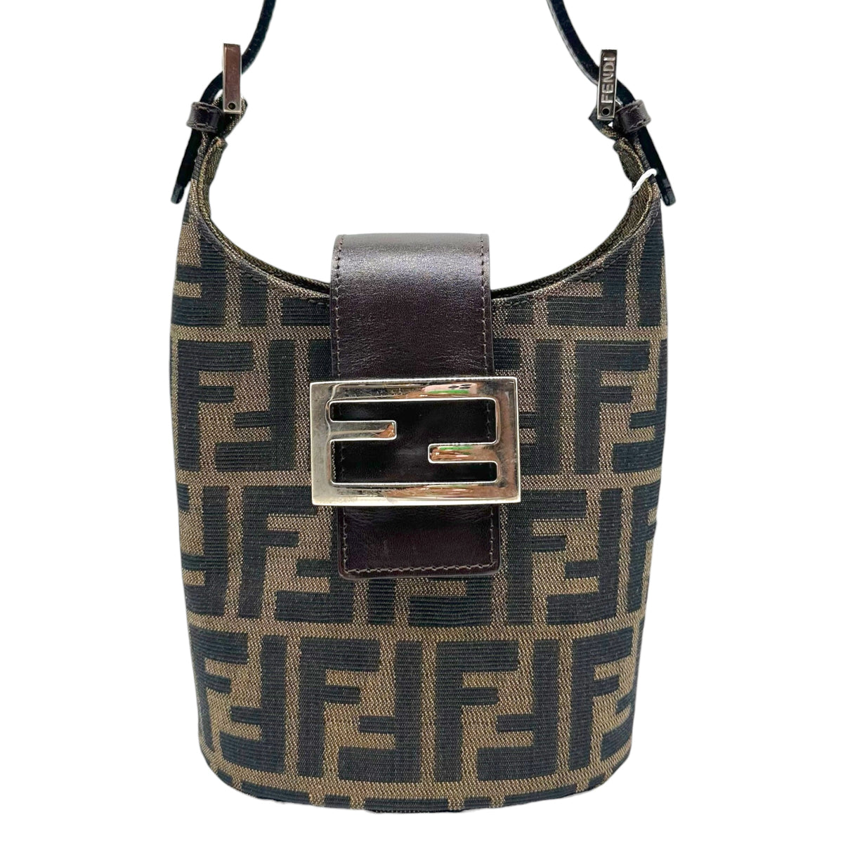 Fendi Small Bucket Shoulder Bag Brown Zucca Monogram