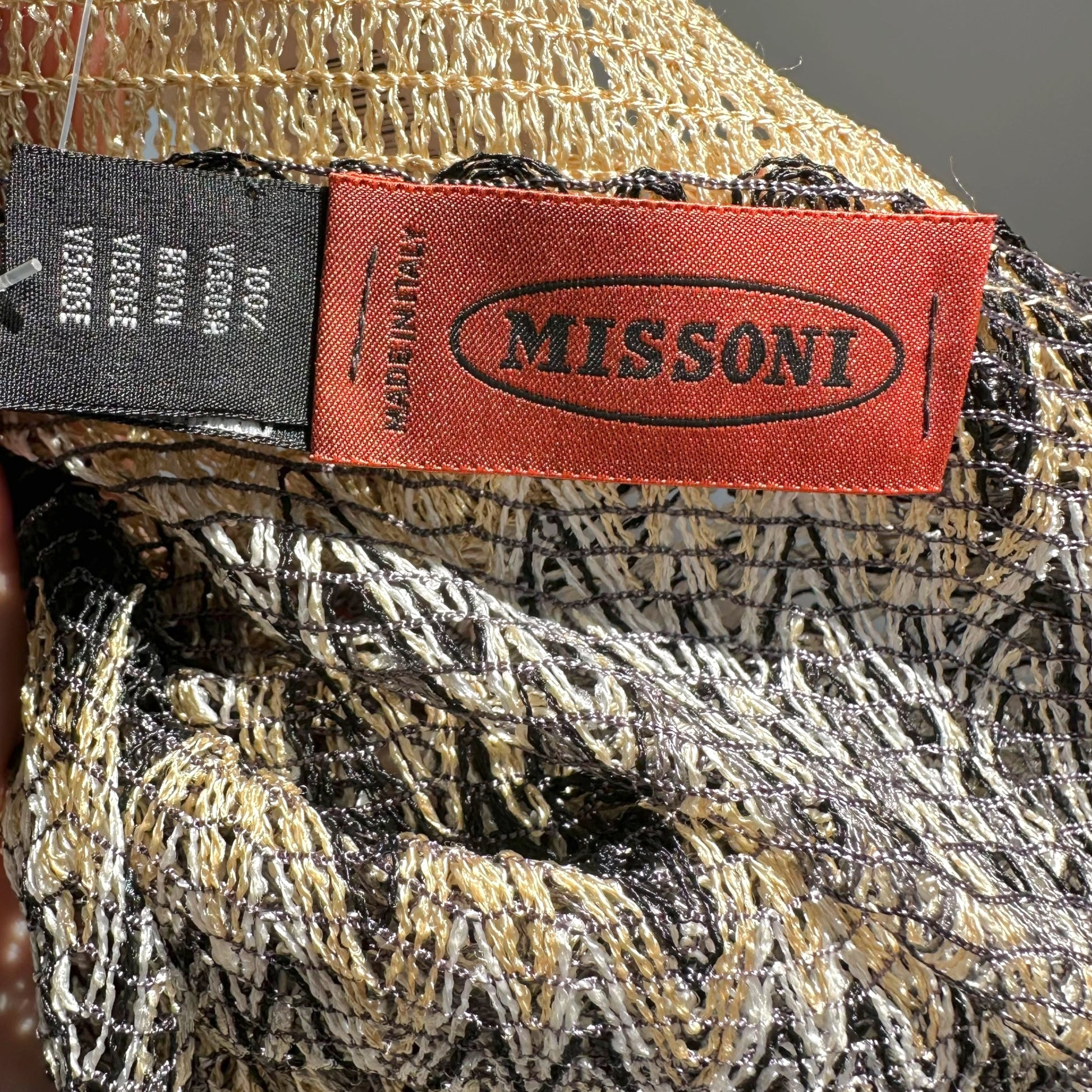 Missoni Sheer Poncho Top Navy Ivory Chevron Knit