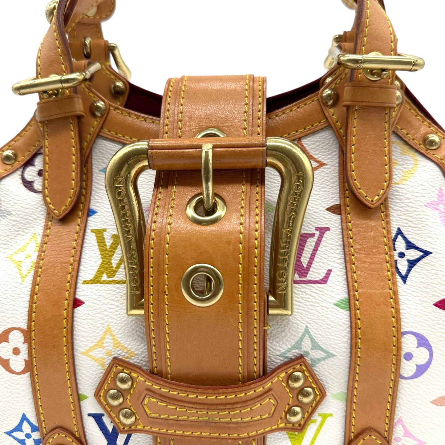 Louis Vuitton White Murakami Multicolor Theda GM Bag RARE
