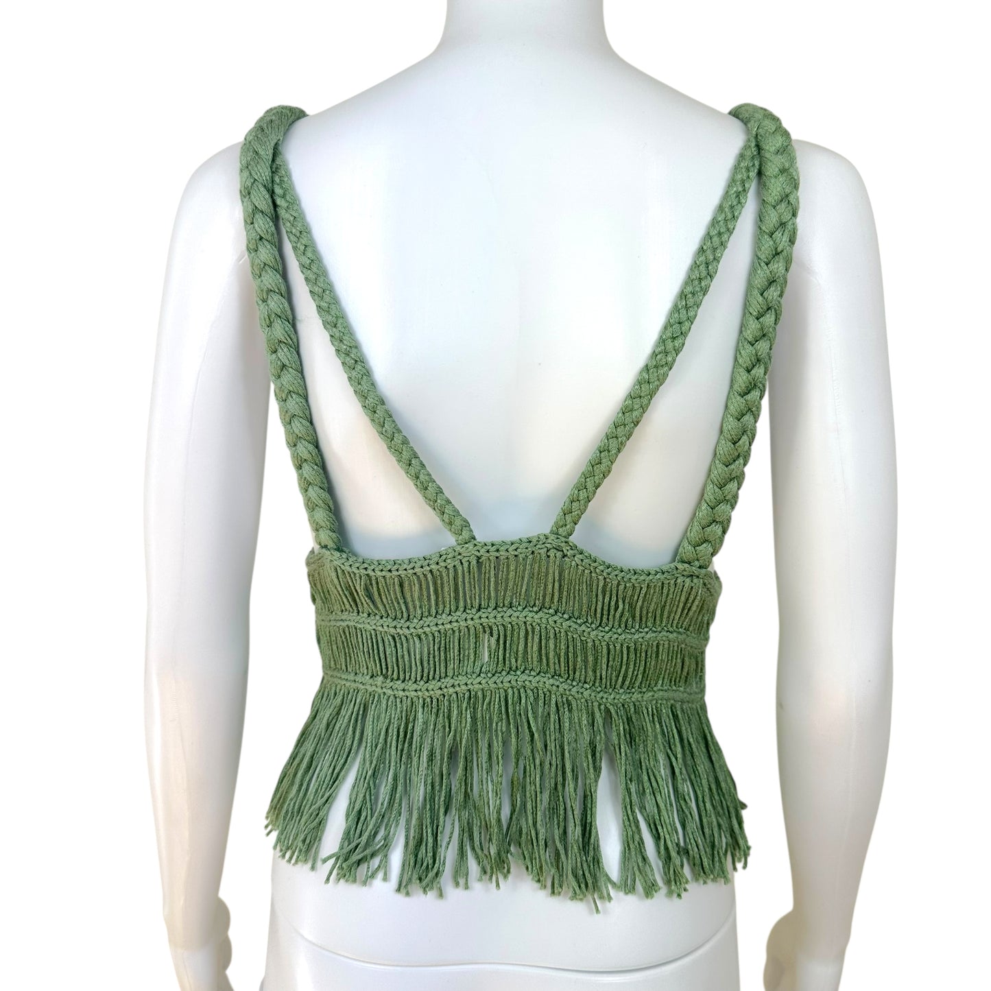 Jonathan Simkhai Green Fringe Crop Top - Outfit Repeater