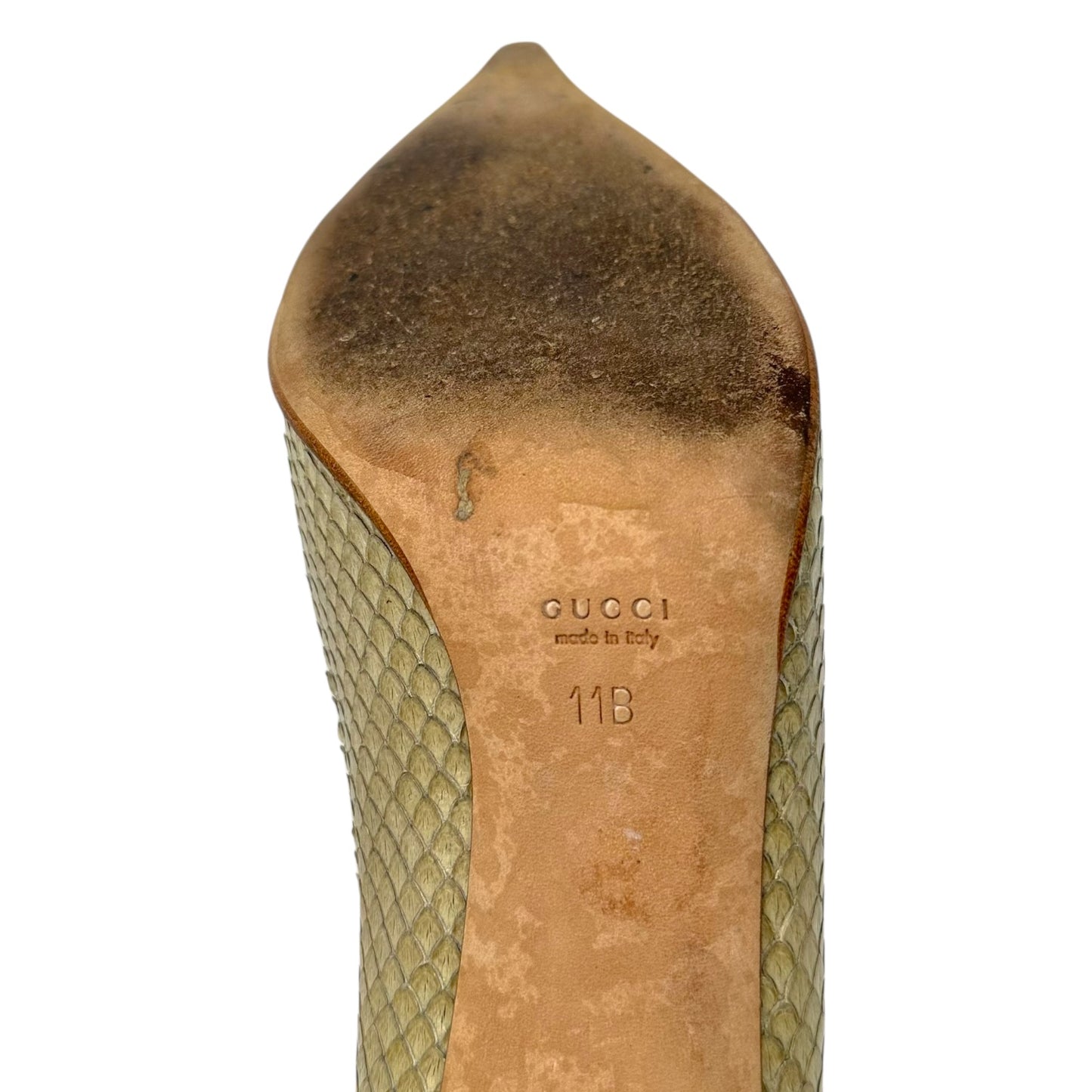 Gucci Ivory Python Horsebit Pointed Toe Heels