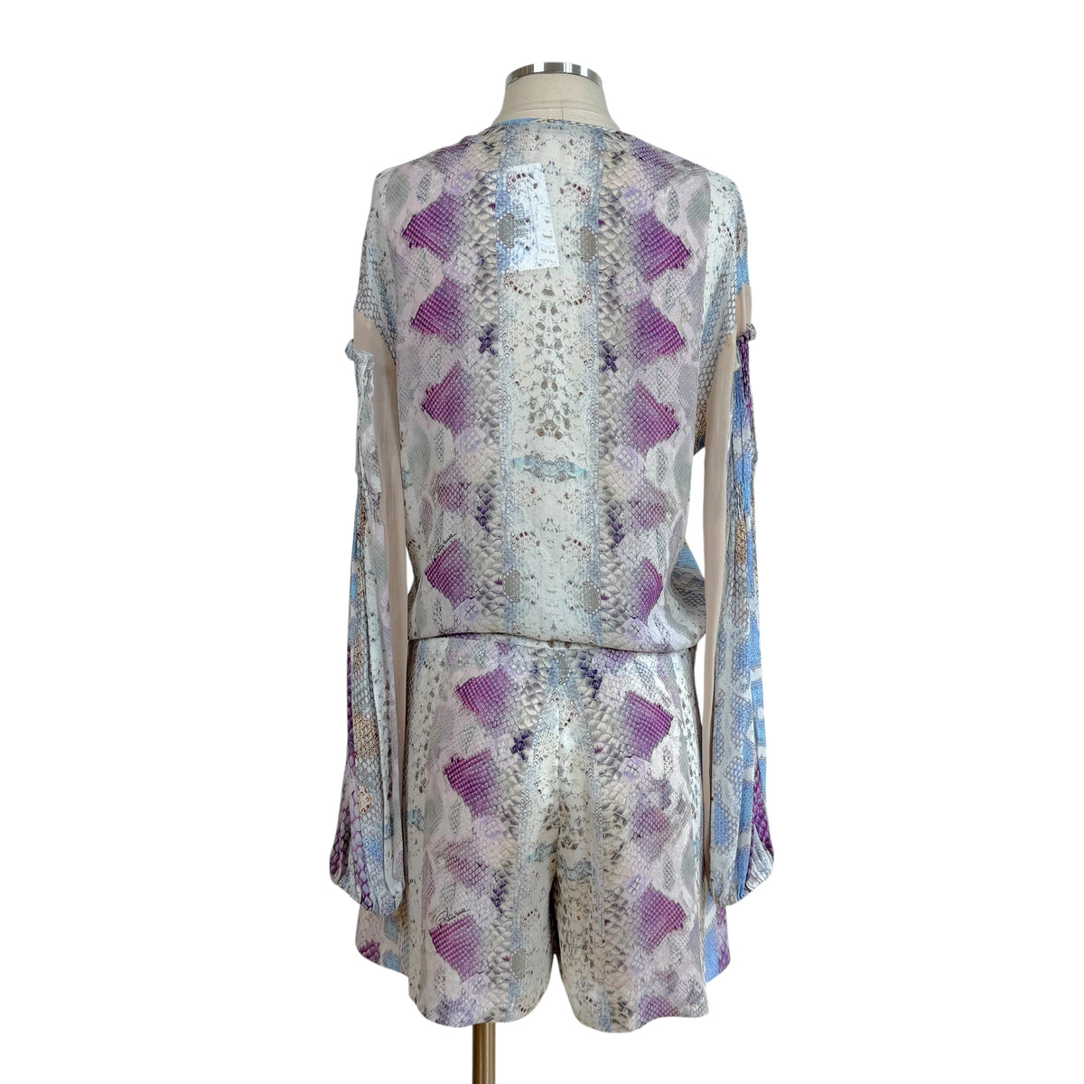 Roberto Cavalli Python Print Longsleeve Romper Blue Purple