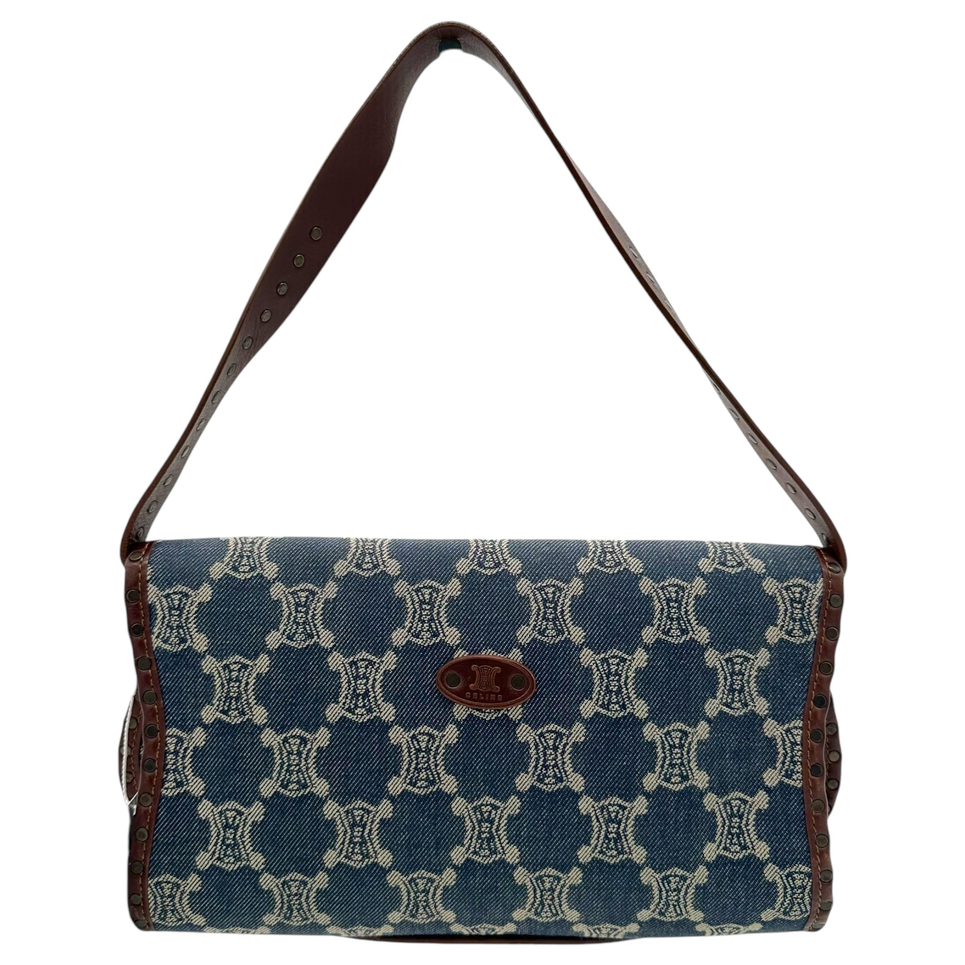 Celine Blue Denim Triomphe Monogram Poulbot Bag - Outfit Repeater