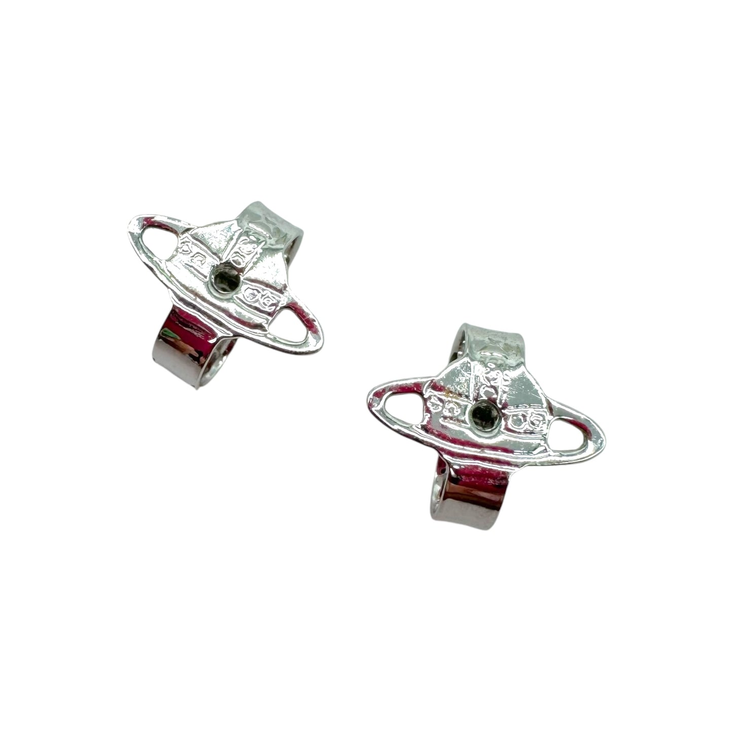 Vivienne Westwood Silver Crystal Dangly Orb Logo Earrings