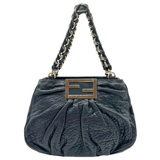 Fendi Black Leather Mia Logo Hardware Bag