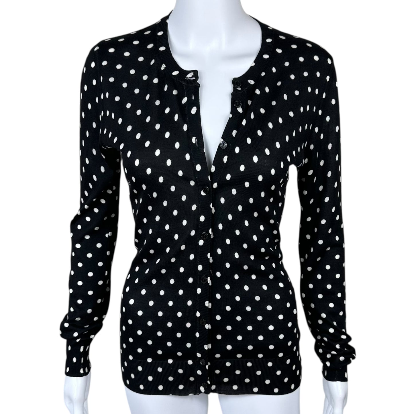 Dolce & Gabbana Polka Dot Print Silk Knit Cardigan