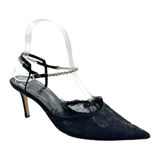 Christian Dior Black Lace & Crystal Pointed Toe Heels