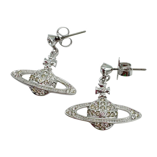 Vivienne Westwood Silver Crystal Dangly Orb Logo Earrings