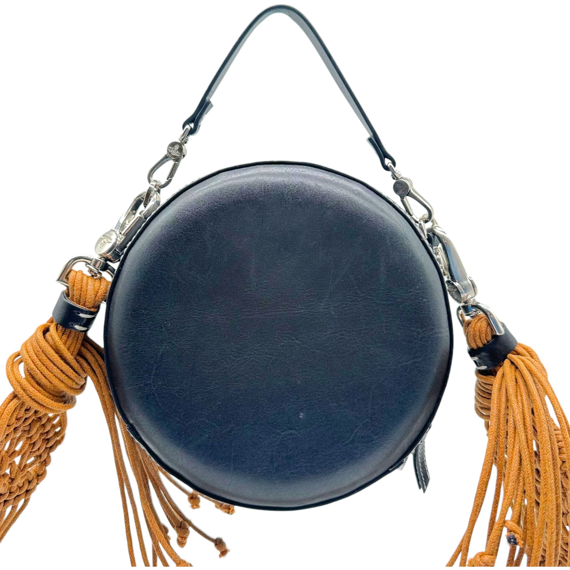 Vivienne Westwood Round Black Crossbody Bag With Macrame Strap