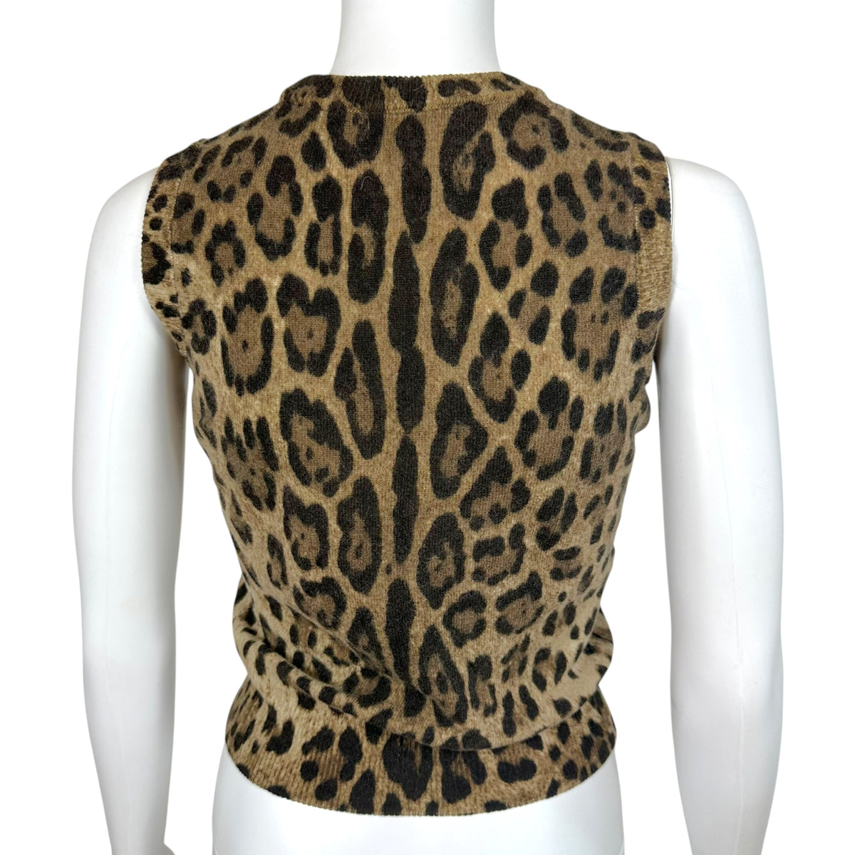 Dolce & Gabbana Leopard Print Wool & Cashmere Knit Sleeveless Top
