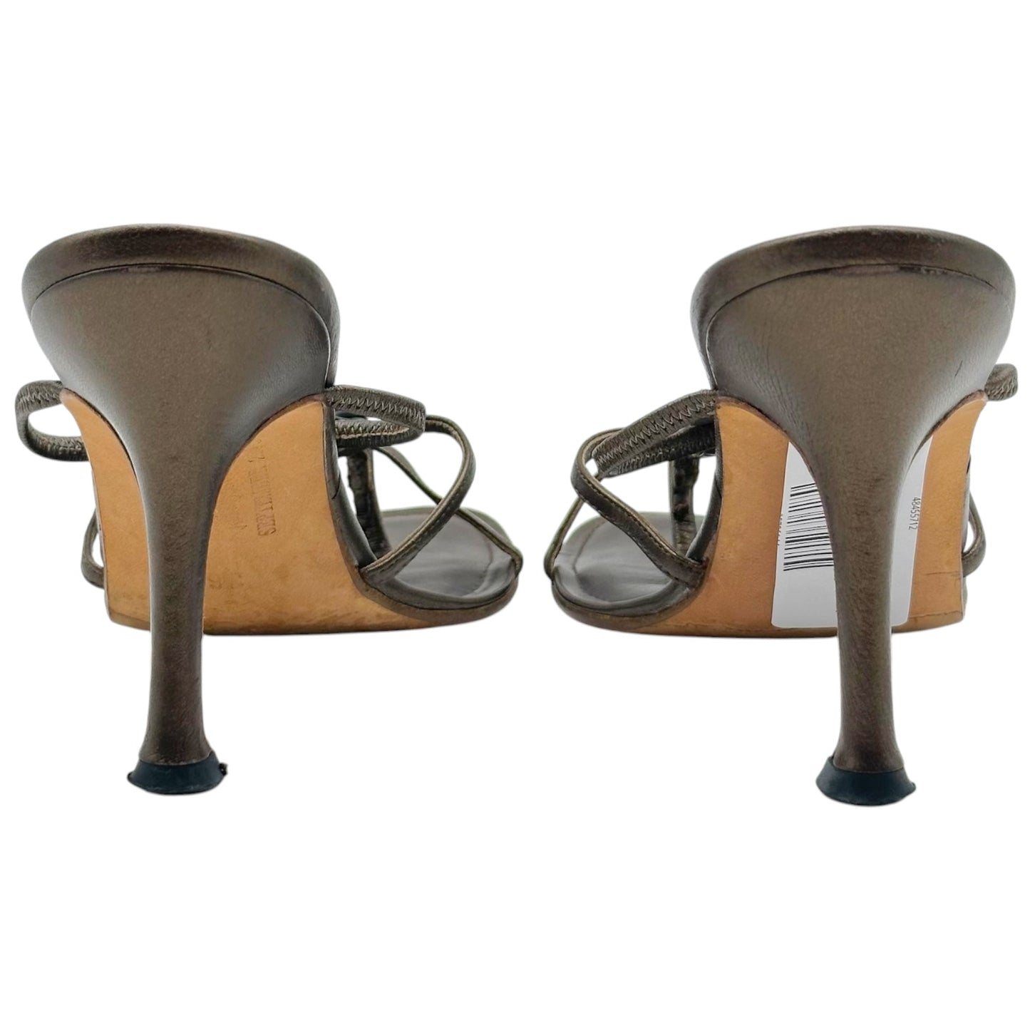 Manolo Blahnik Bronze Studded Metal Sandal Heels