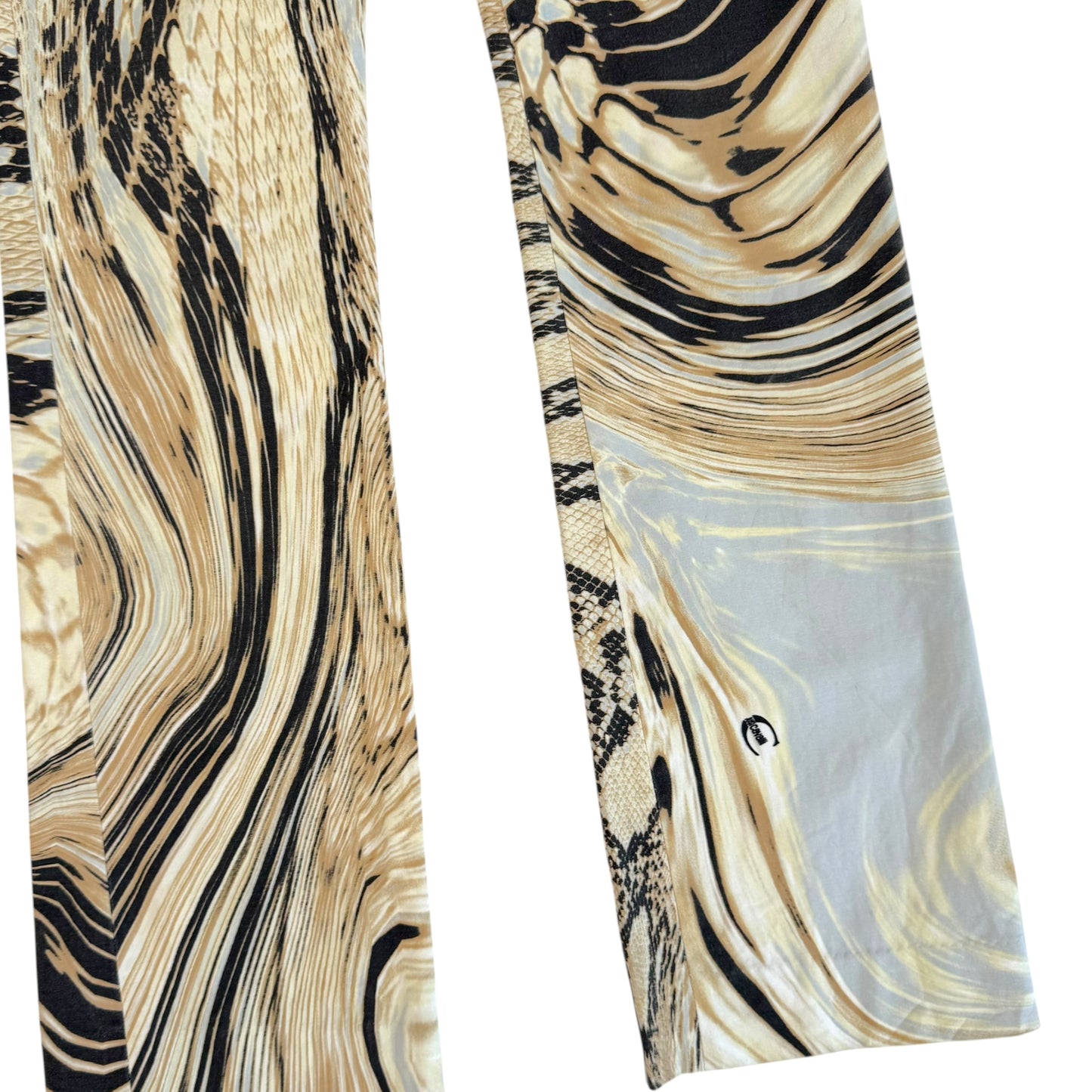 Just Cavalli Roberto Cavalli Light Blue & Brown Python & Swirl Print Pants