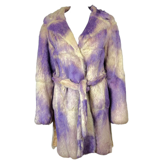 Versace Jeans Couture Purple Dyed Rabbit Fur Mid-Length Coat