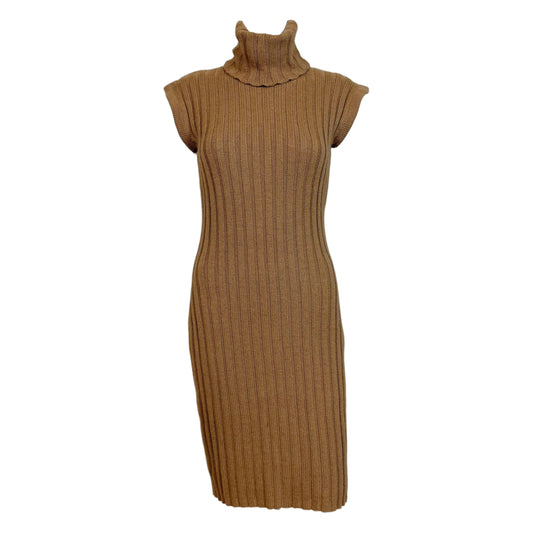 Dolce & Gabbana Tan Sleeveless Turtleneck Knit Mini Dress