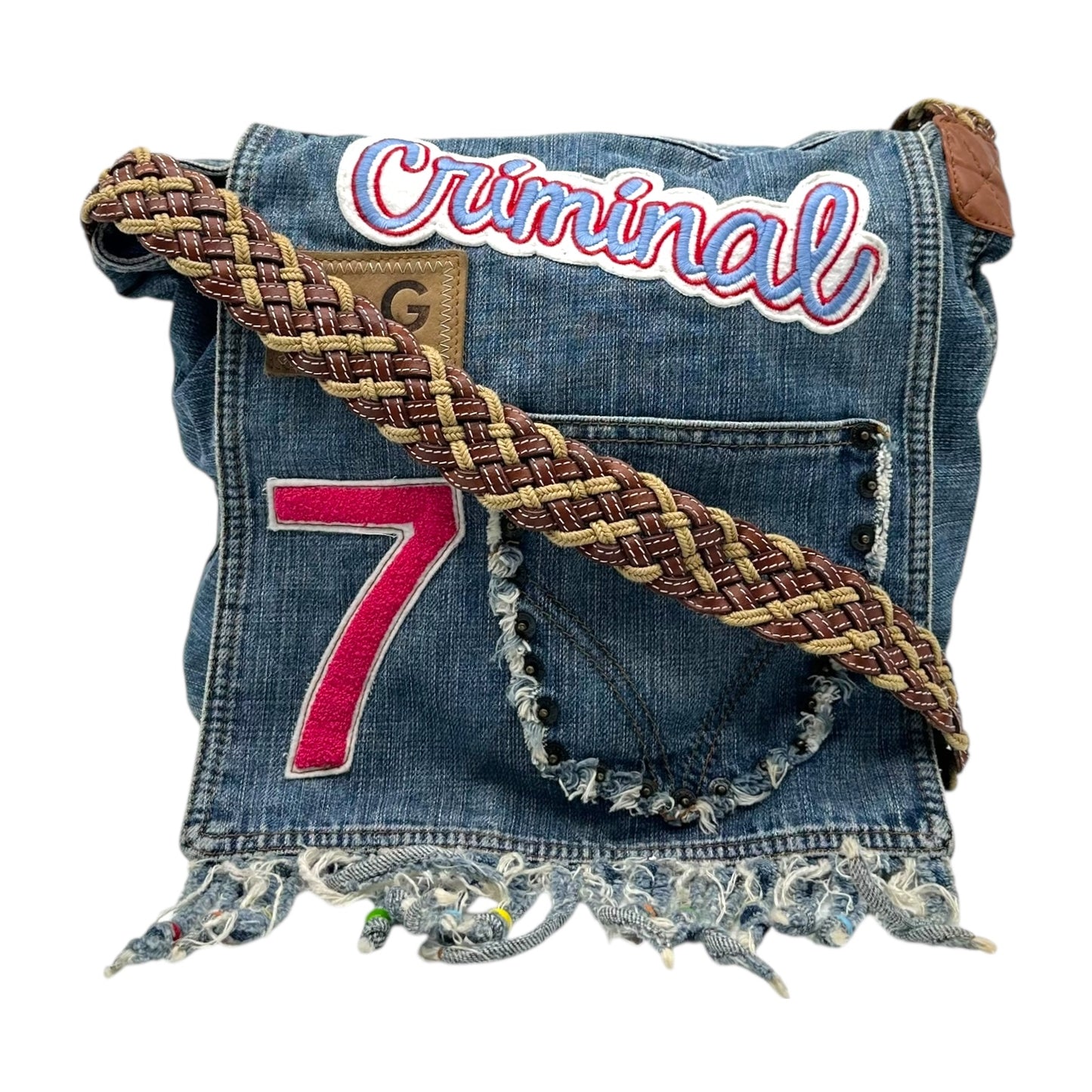 D&G Dolce & Gabbana 'Criminal' Denim Patchwork Messenger Bag