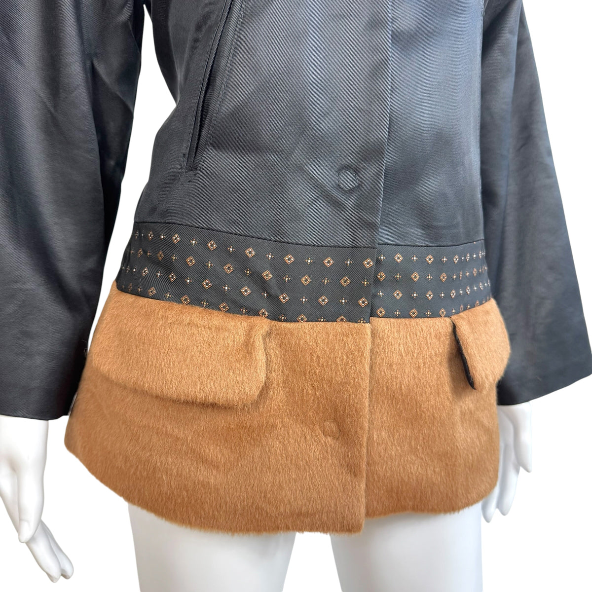Dolce & Gabbana Patchwork Belted Jacket Black Brown