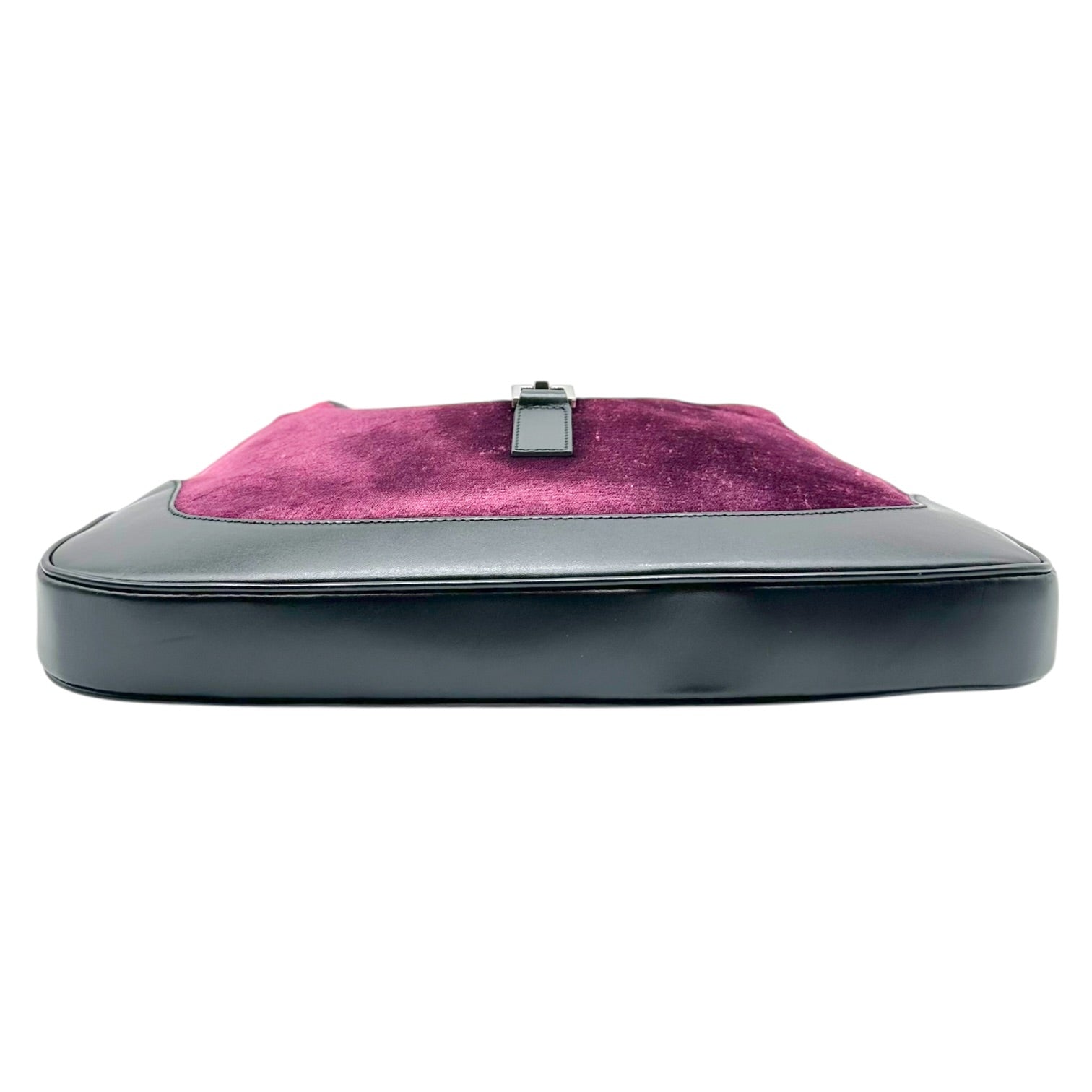 Gucci Pink Black Leather Velvet Shoulder Bag