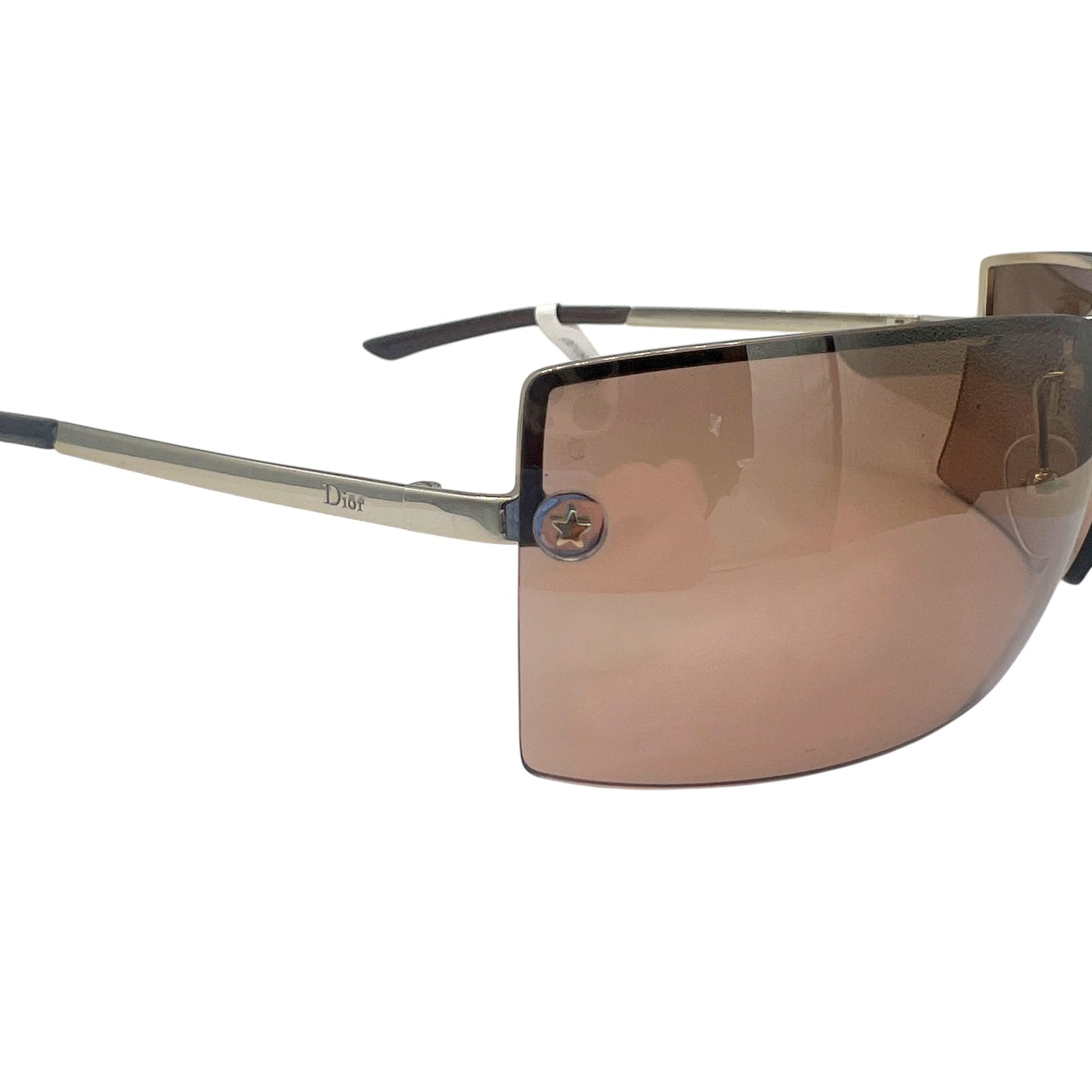 Christian Dior Adiorable2 Brown & Silver Rimless Rectangle Sunglasses