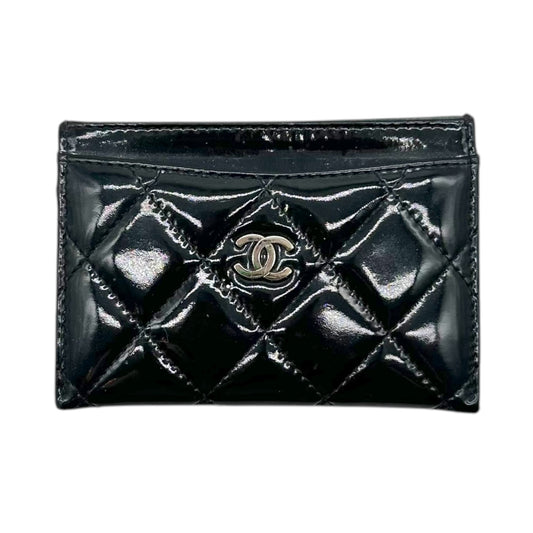 Chanel Black Patent Leather Matelasse Quilted Card Holder - Outfit Repeater