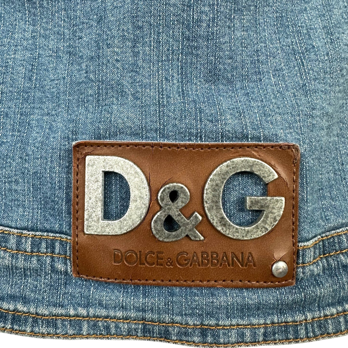 D&G Dolce & Gabbana Denim Rivet Embellished Blazer Jacket