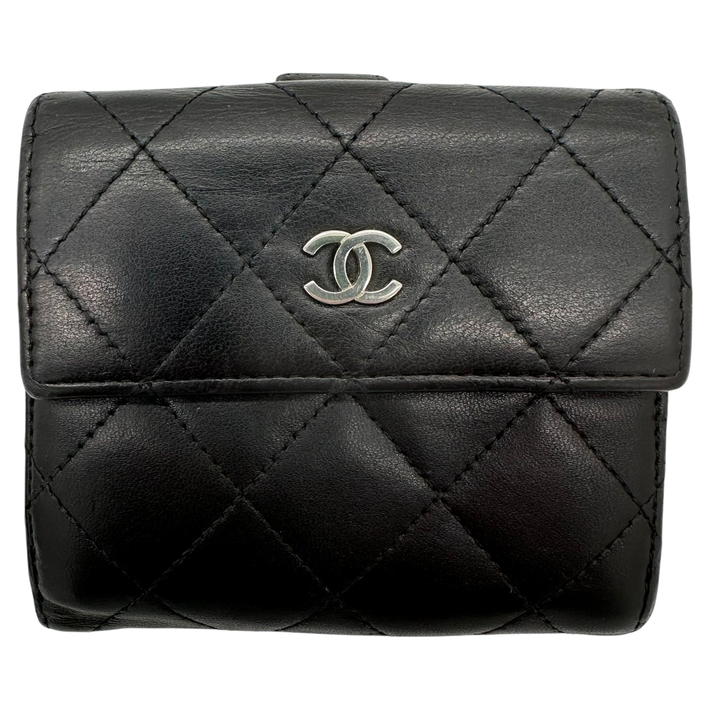 Chanel Black Quilted Leather Bi-Fold Wallet 1990s