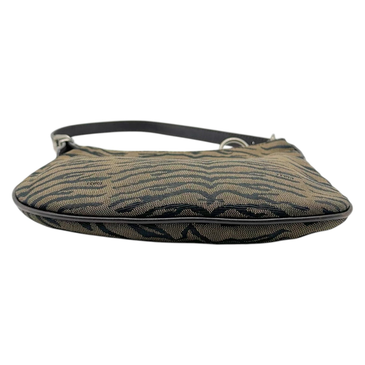 Fendi Mini Oyster Shoulder Bag Brown Zebra Print Canvas