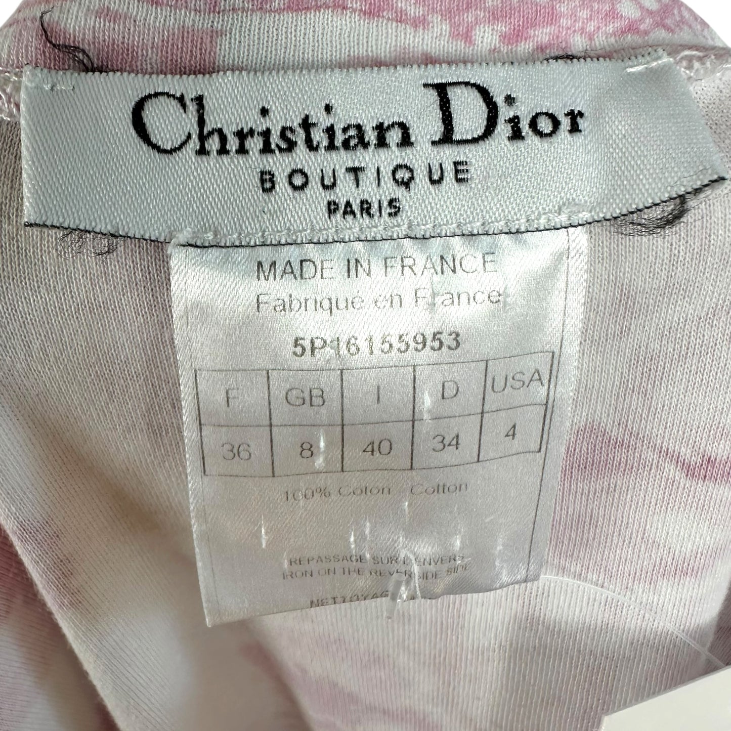 Christian Dior S/S 2005 Girly Dior Pink & White Floral Trotter Monogram V-Neck T-Shirt