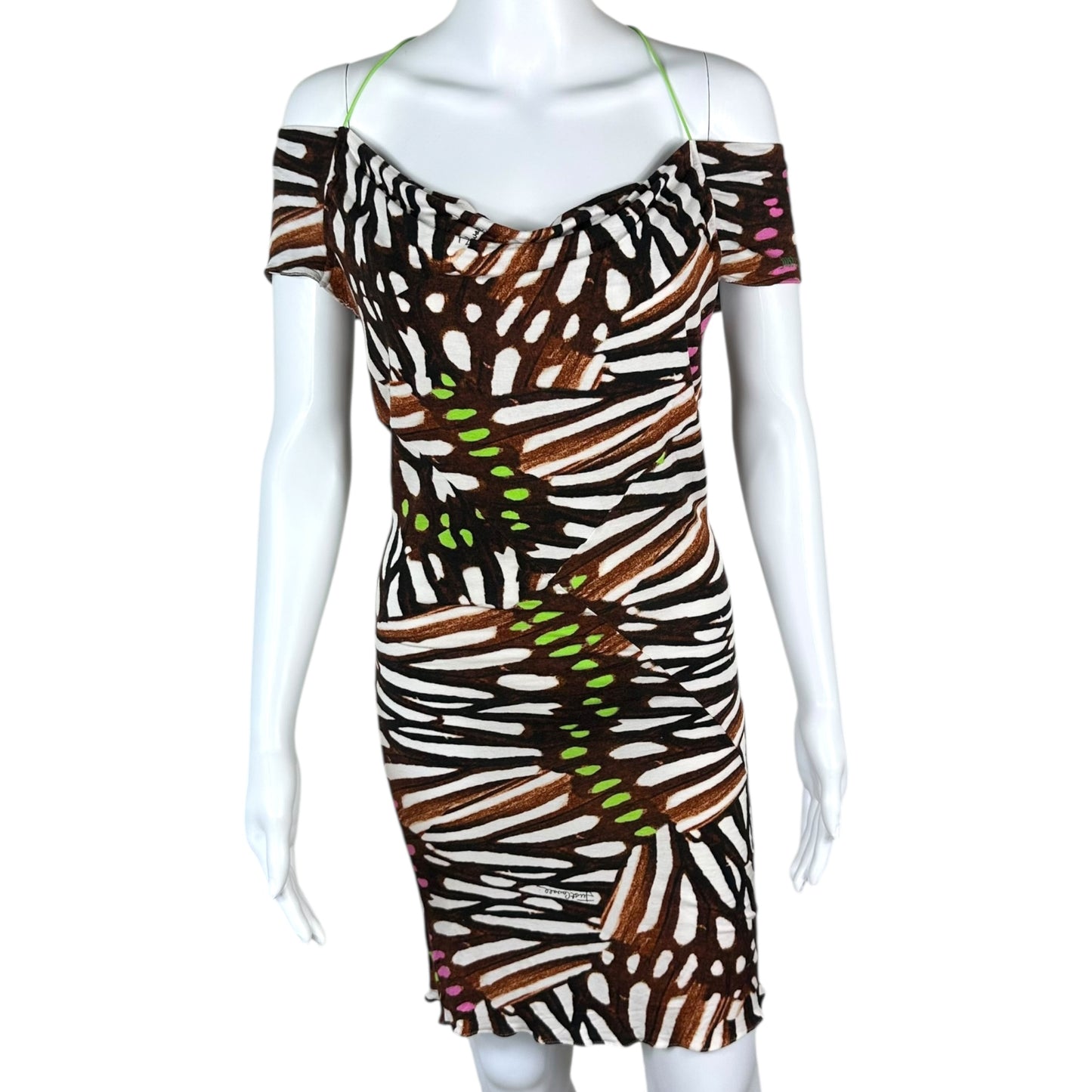 Just Cavalli Roberto Cavalli Brown & Pink Printed Mini Dress