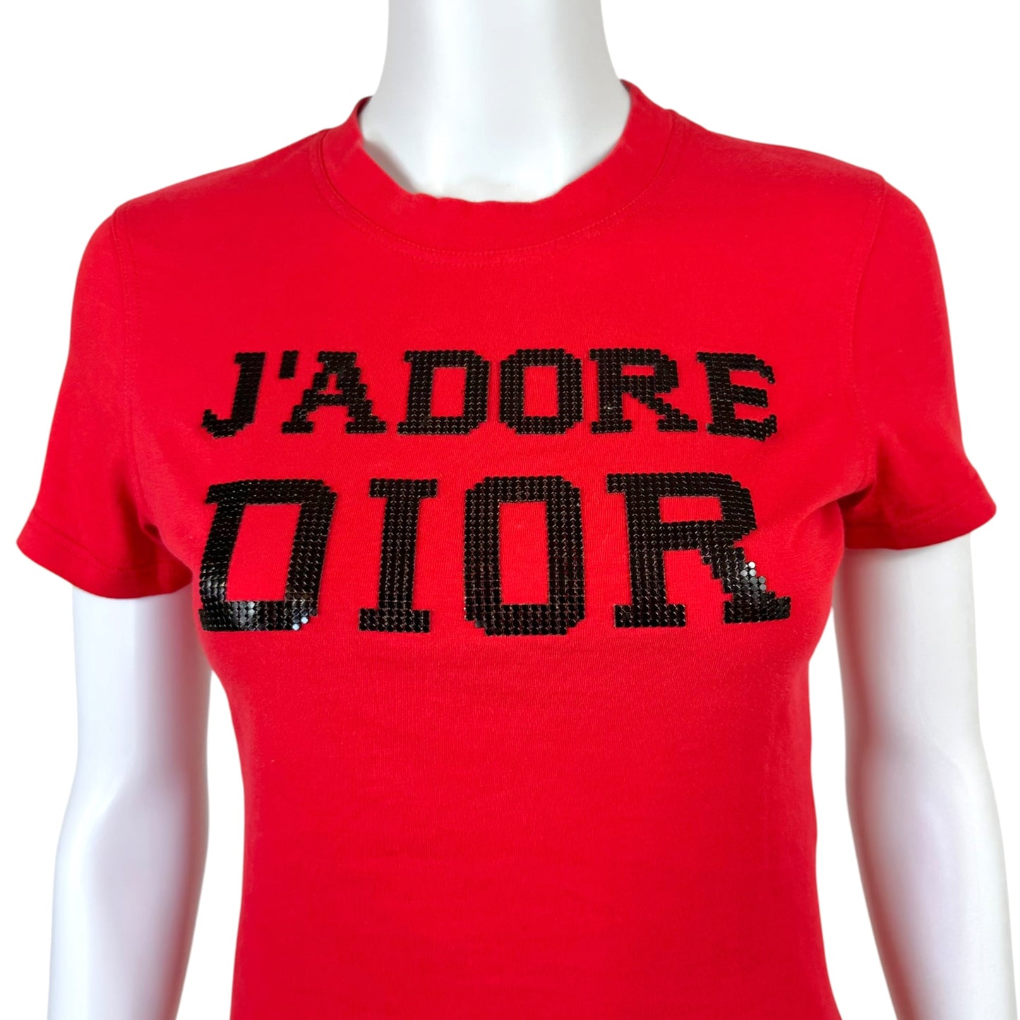 Christian Dior F/W 2003 Red & Black Metal Mesh J'Adore Dior T-Shirt