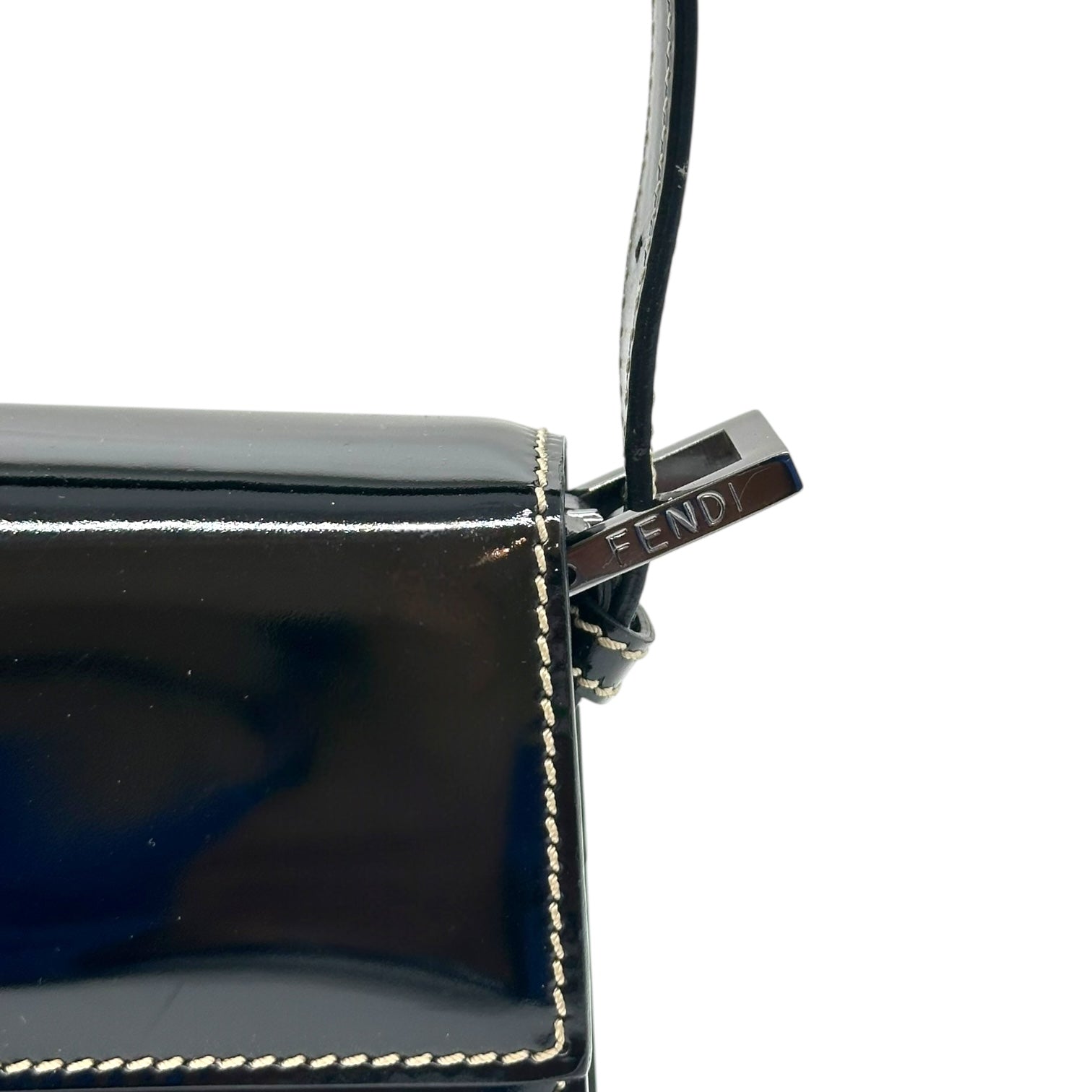 Fendi Black Patent Leather Structured Baguette Bag - Outfit Repeater