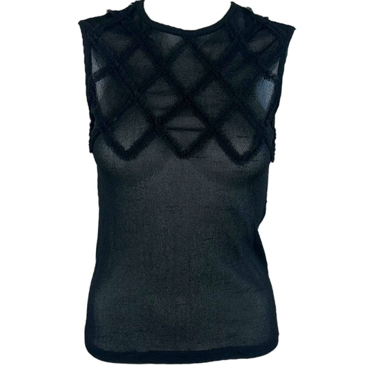Jean Paul Gaultier Black Ruffle Aqqlique Tank Top