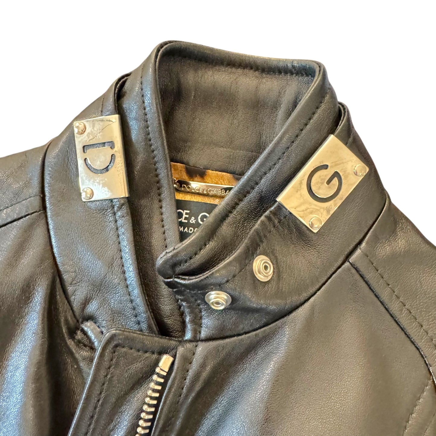 Dolce & Gabbana Black Leather Logo Hardware Bomber Jacket - Outfit Repeater