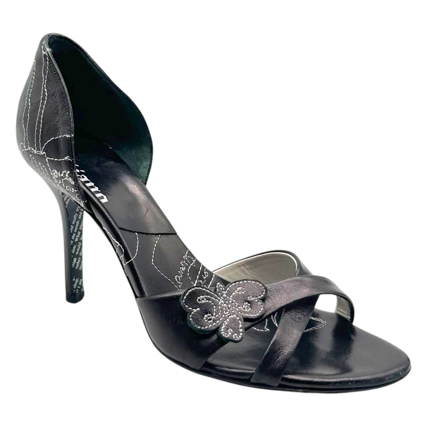 John Galliano Black Leather D'Orsay Heels with Contrast Stitch